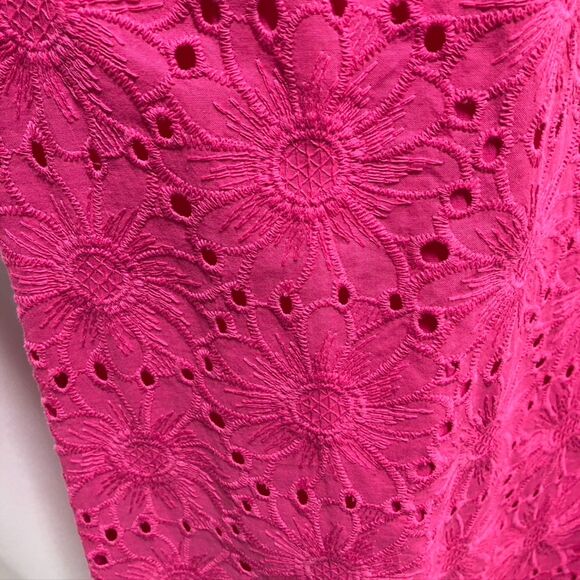 Sigrid Olson Pink Floral Eyelet Dress Sleeveless 100% Cotton Womens L New Spring - Picture 9 of 14